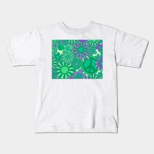 Green flower power Kids T-Shirt